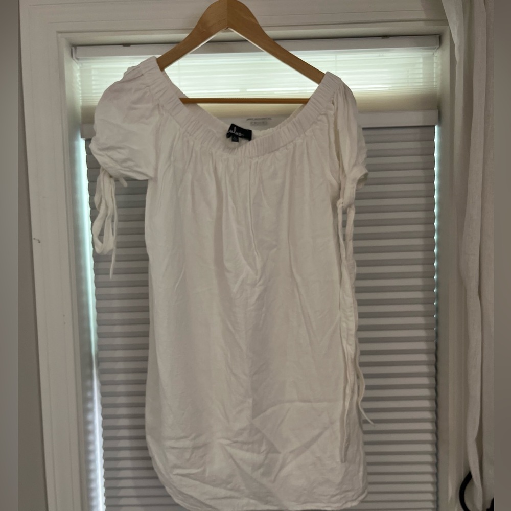 White (with liner) lulu's off the shoulder dress.